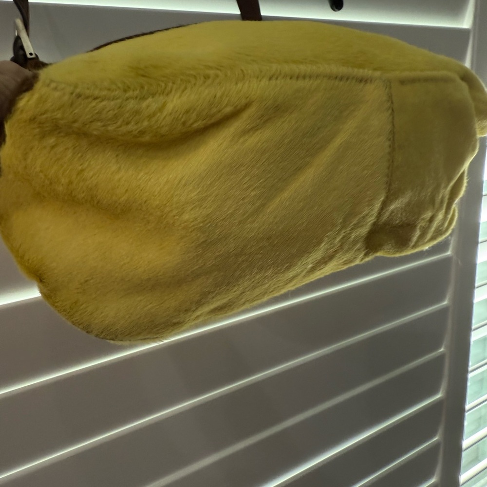 FENDI VINTAGE Pony Hair Mama Bag Brown/Yellow Women's Bag - Picture 12 of 13